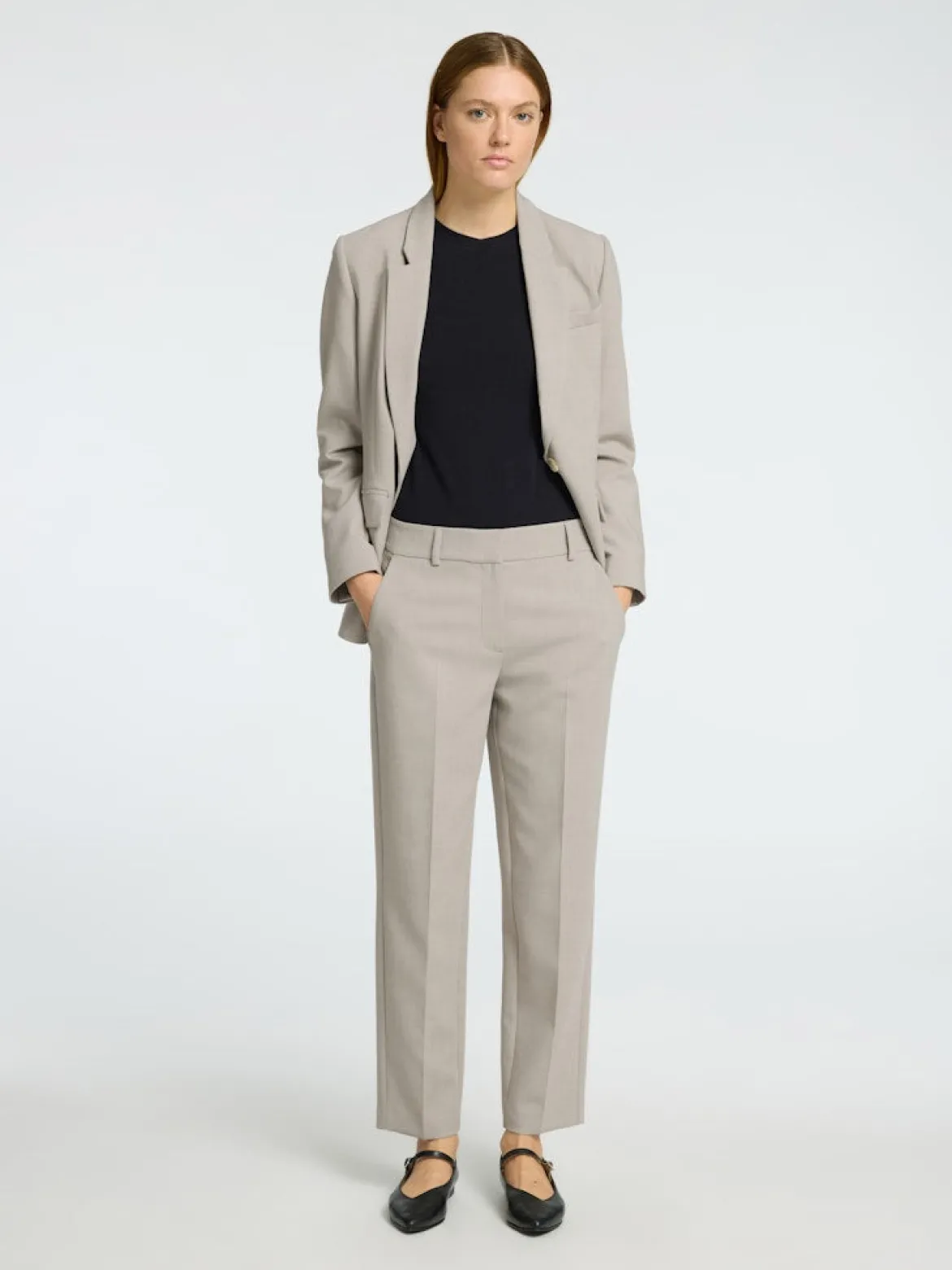 Selected Femme Naisten Housut, SLFRITA-RIA MW CROP PANT MEL NOOS Kitti