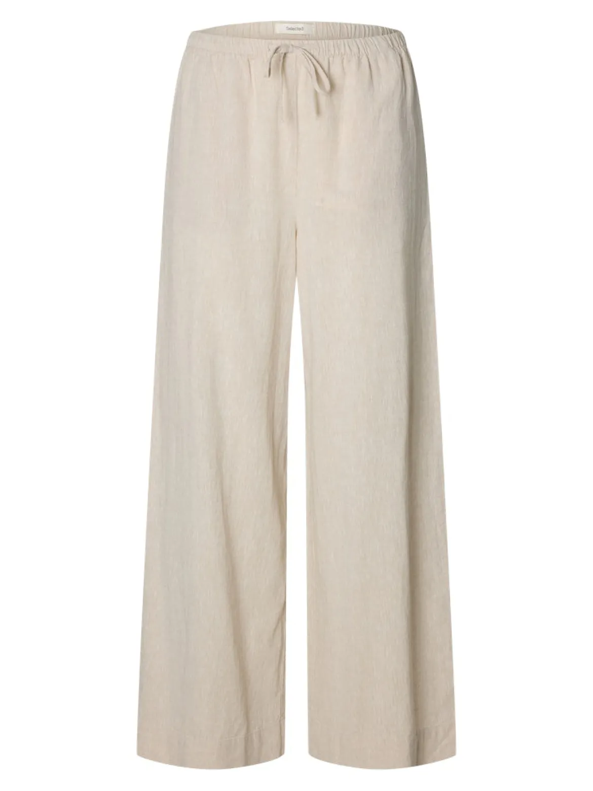 Selected Femme naisten housut SLFLuisa MW Wide Linen Blend Pant, Sandshell