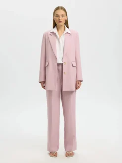 Selected Femme naisten housut AD-SLFRITA MW Wide Pant Mel, vaaleanpunainen
