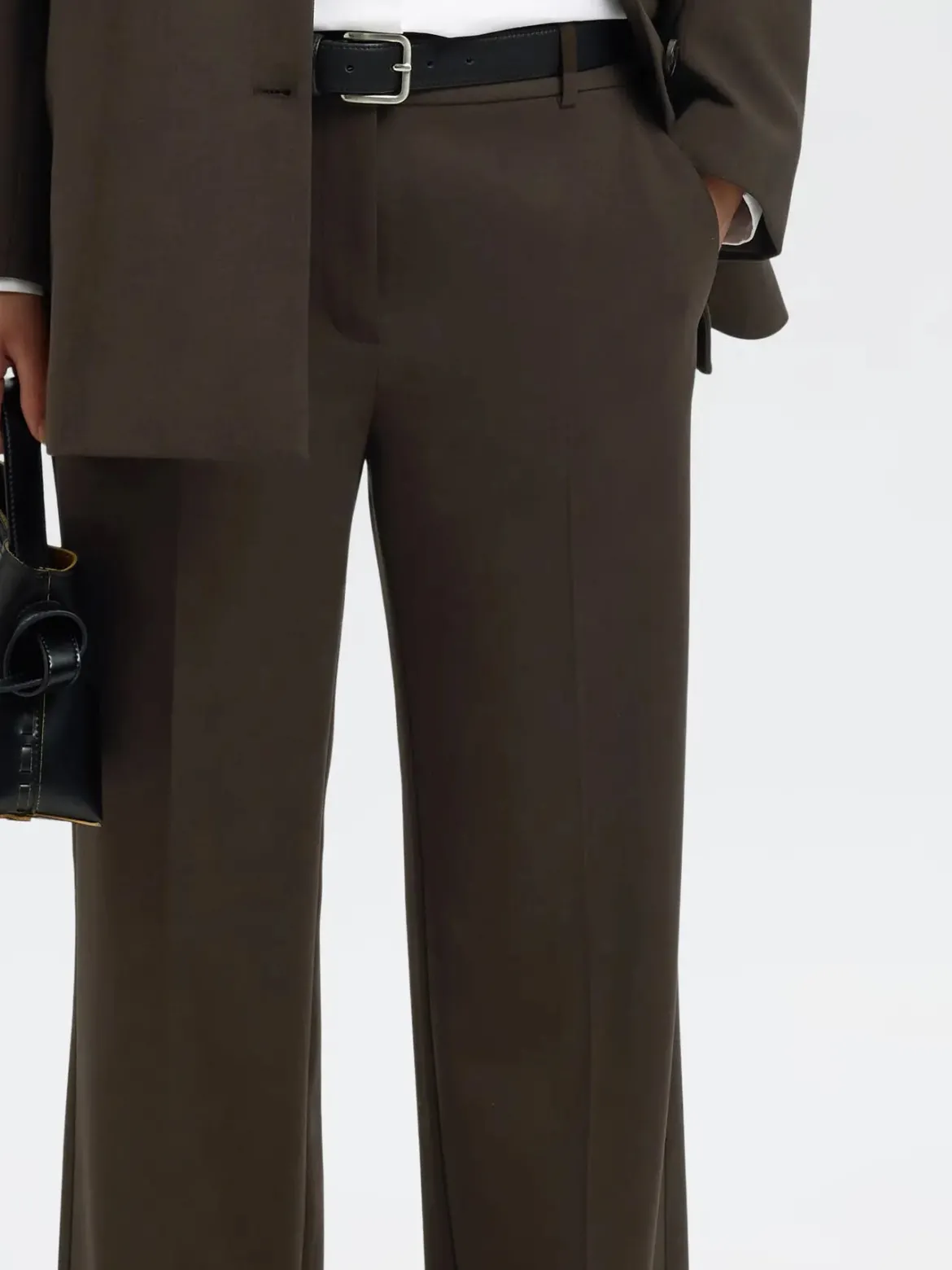 Selected Femme naisten housut SLFRITA MW WIDE PANT MEL NOOS, Delicioso melange