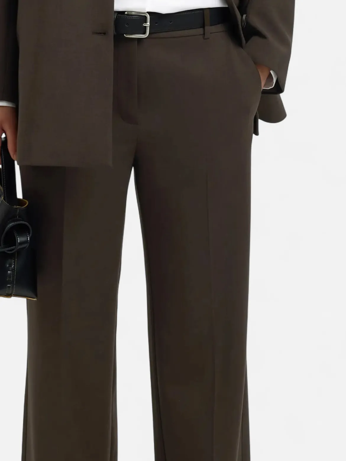 Selected Femme naisten housut SLFRITA MW WIDE PANT MEL NOOS, Delicioso melange