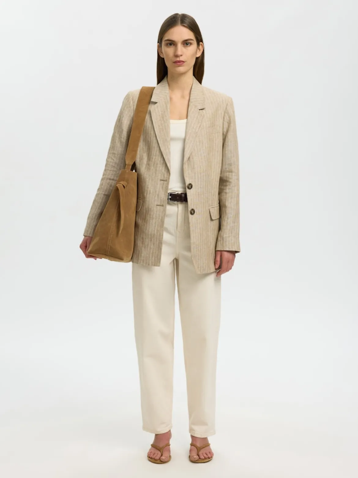 Selected Femme naisten laukku SLFStella Large Suede Bag, Tan