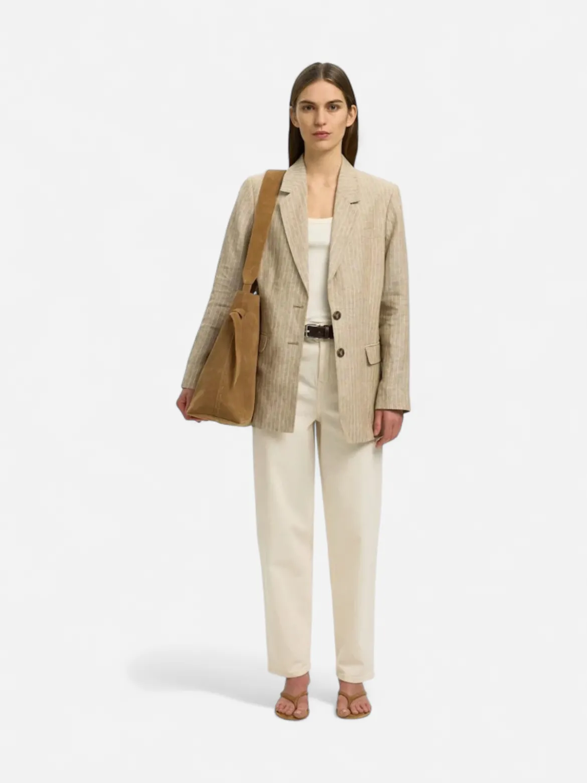 Selected Femme naisten laukku SLFStella Large Suede Bag, Tan