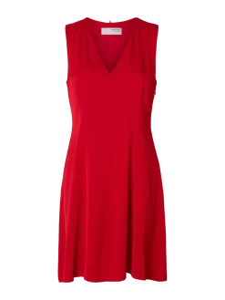 Selected Femme naisten mekko, SLFLEONORE REGULAR SL SHORT CAPE DRESS B Equestrian Red