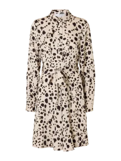 Selected Femme naisten mekko, SLFPAOLA REGULAR LS SHORT SHIRT DRESS Valkopohjainen Kuosi
