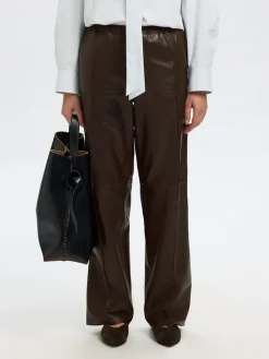 Selected Femme naisten nahkahousut, SLFBODA HW LEATHER PANT Delicioso