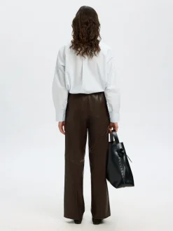 Selected Femme naisten nahkahousut, SLFBODA HW LEATHER PANT Delicioso