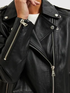 Selected Femme Naisten Nahkatakki, SLFMADISON LEATHER JACKET NOOS Black