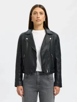 Selected Femme Naisten Nahkatakki, Katie Leather Jacket Black