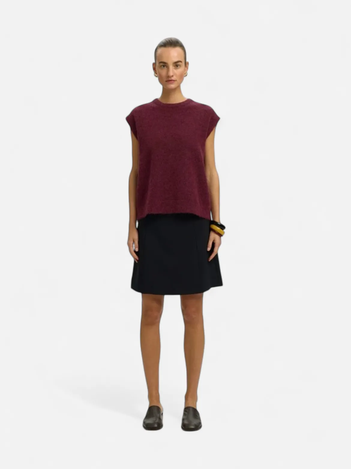 Selected Femme naisten neuleliivi Lulu Sl Knit Vest, Tawny Port Melange