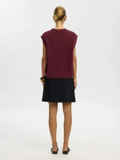 Selected Femme naisten neuleliivi Lulu Sl Knit Vest, Tawny Port Melange