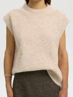 Selected Femme naisten neuleliivi Lulu Sl Knit Vest, Birch Melange