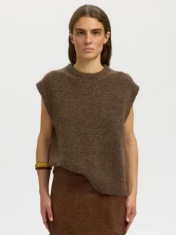 Selected Femme naisten neuleliivi Lulu Sl Knit Vest, Dachshund Melange