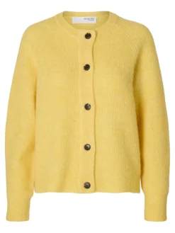Selected Femme, Naisten Neuletakki, Lulu LS Knit Short Cardigan Keltainen