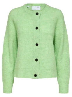 Selected Femme, Naisten Neuletakki, Lulu LS Knit Short Cardigan Vihreä