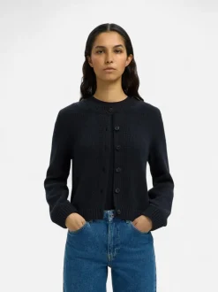 Selected Femme naisten neuletakki, SLFIVY LS KNIT O-NECK CARDIGAN NOOS Tummansininen