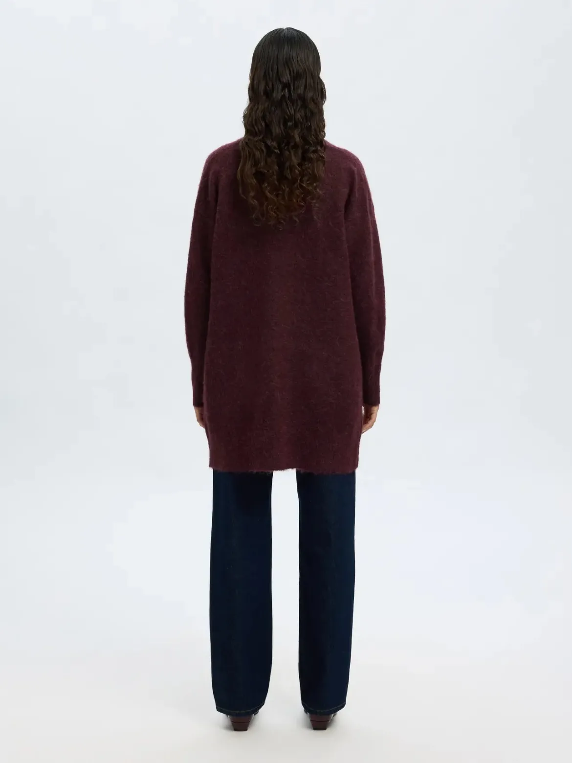 Selected Femme Naisten Neuletakki Lulu New Knit Long Cardigan Fig Melange