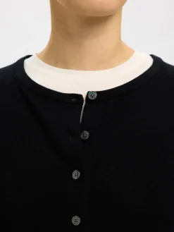 Selected Femme Naisten Neuletakki, SLFThea LS Knit Merino Cardigan Noos Black