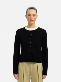 Selected Femme Naisten Neuletakki, SLFThea LS Knit Merino Cardigan Noos Black