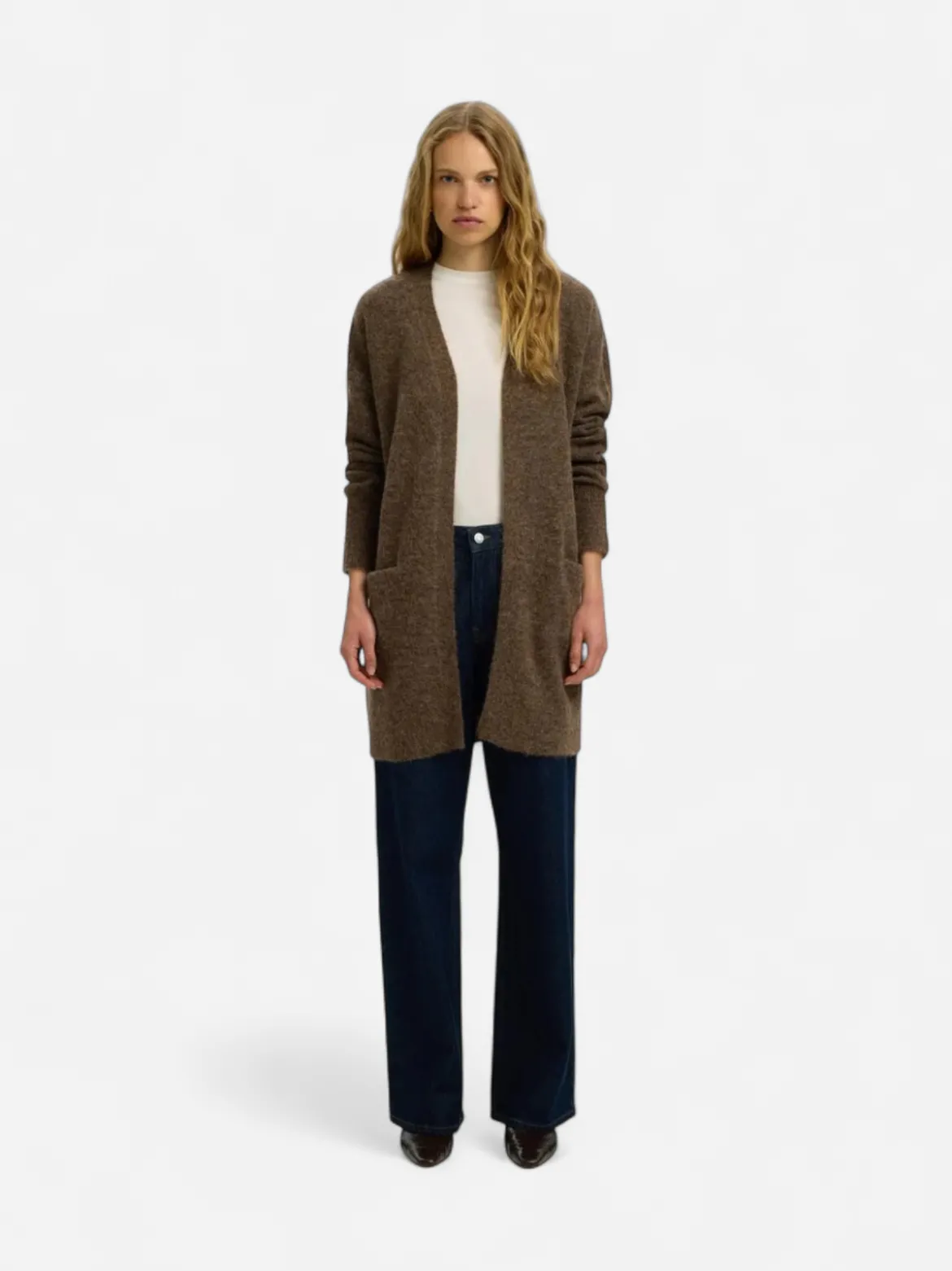 Selected Femme naisten neuletakki Lulu, ruskea