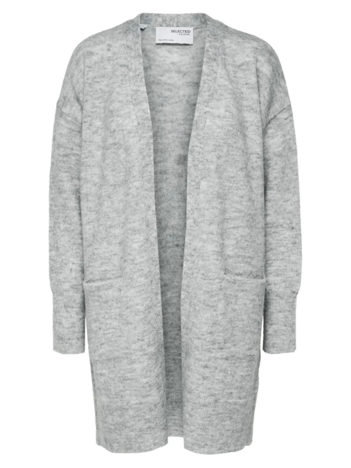 Selected Femme naisten neuletakki Lulu New Ls Knit Long Cardigan, Light Grey Melange