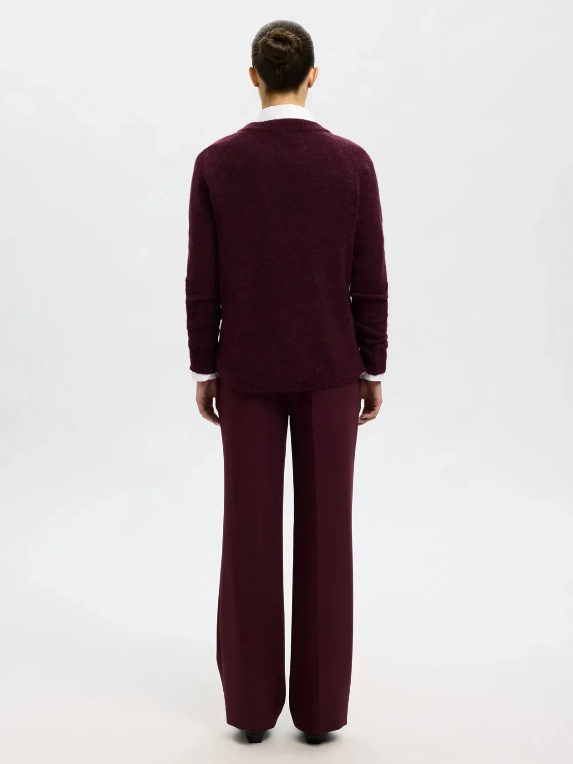 Selected Femme Naisten Neulepaita, Lulu LS Knit O-Neck Fig Melange