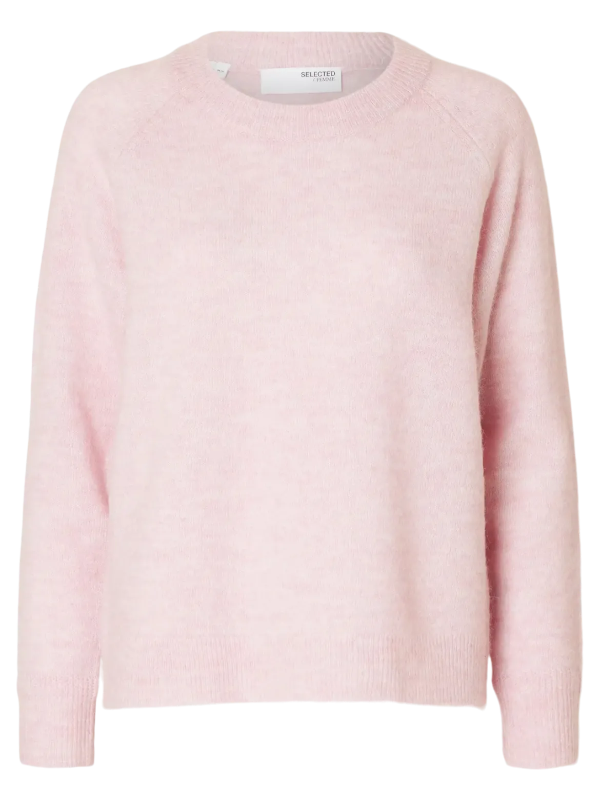 Selected Femme Naisten Neulepaita, Lulu LS Knit O-Neck, Bleached Mauve Melan
