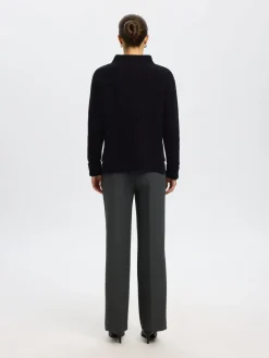 Selected Femme naisten neulepusero SLFSELMA SUS LS KNIT PULLOVER NOOS, musta