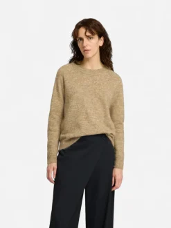 Selected Femme Naisten Neulepaita, Lulu LS Knit O-Neck, sepia tinti