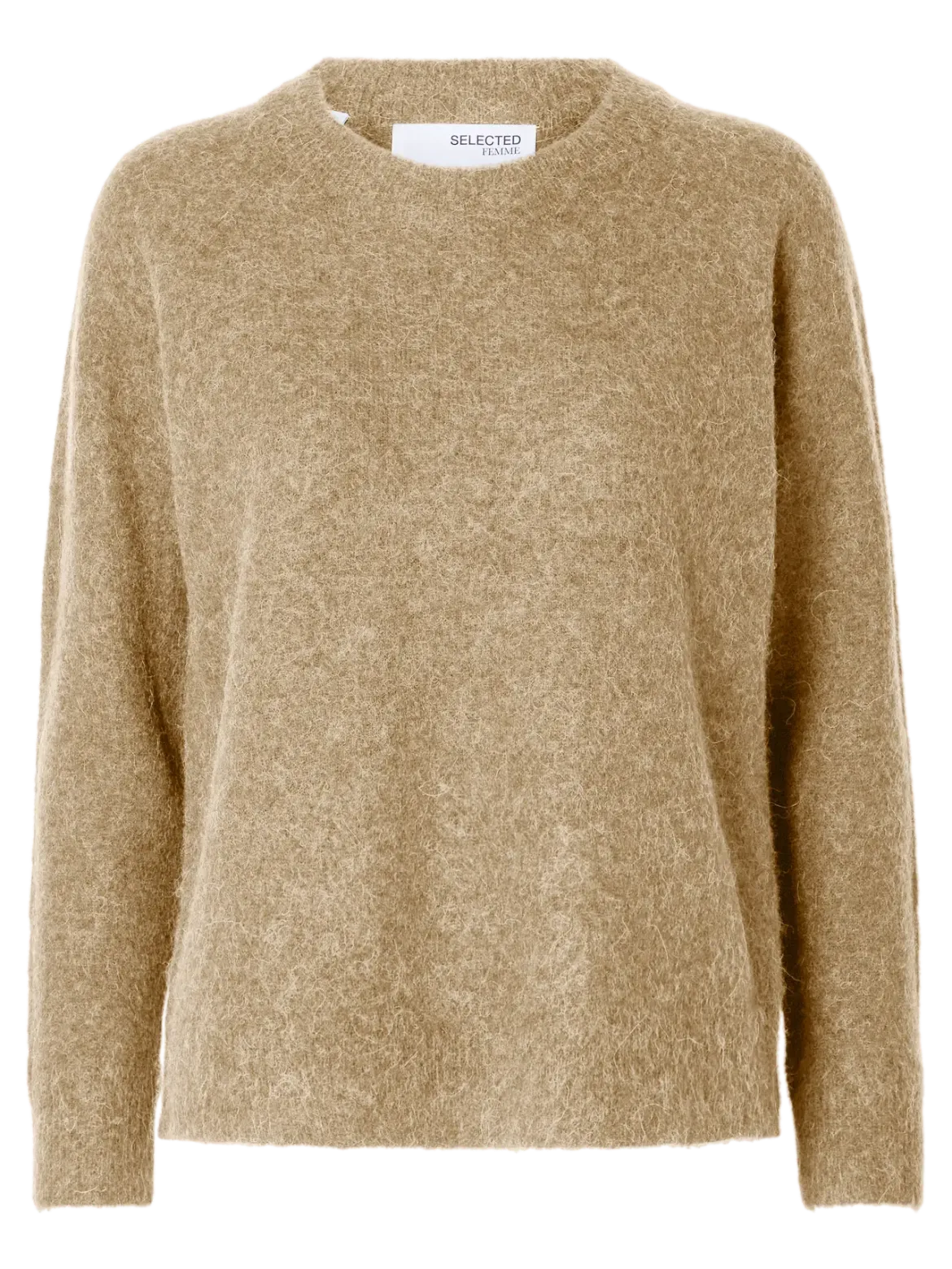 Selected Femme Naisten Neulepaita, Lulu LS Knit O-Neck, sepia tinti