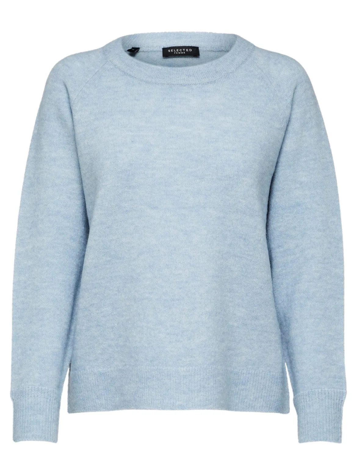 Selected Femme Naisten Neulepaita, Lulu LS Knit O-Neck Vaaleansininen