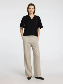 Selected Femme naisten paita, SLFTENNY SS V-NECK TOP Musta