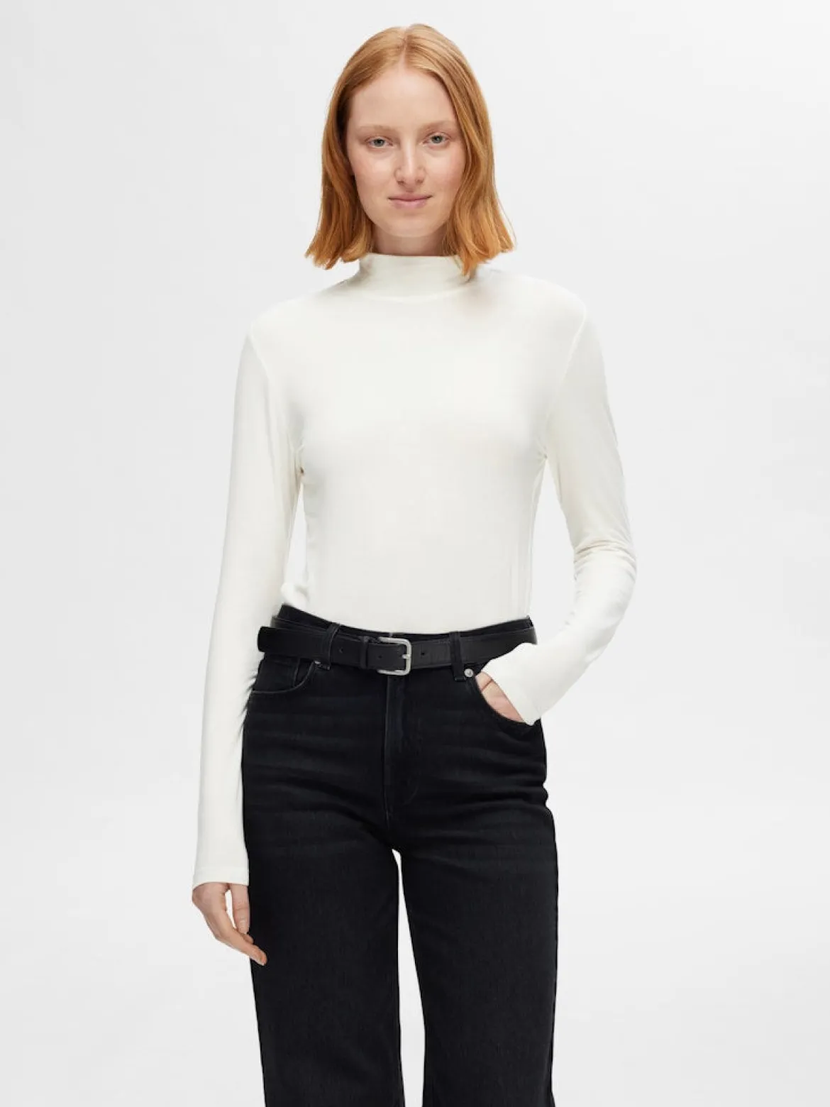Selected Femme Naisten Paita, SLFMANJA LS HIGH NECK NOOS Snow White