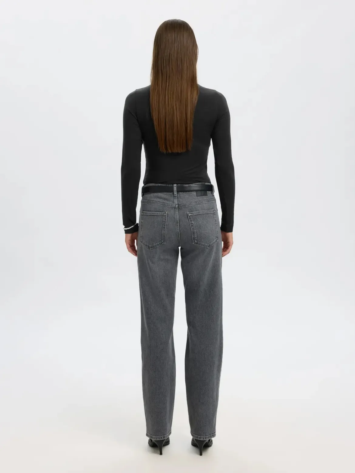 Selected Femme naisten paita SLFMANJA LS O-NECK NOOS, musta
