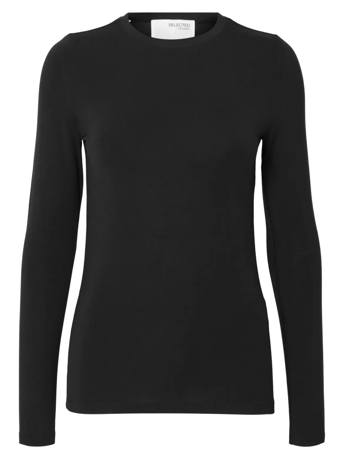Selected Femme naisten paita SLFMANJA LS O-NECK NOOS, musta