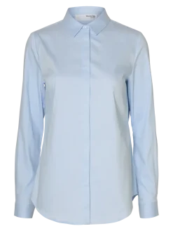 Selected Femme naisten paitapusero, SLFROMIE LS FITTED SHIRT Light Blue