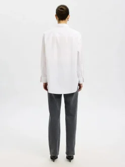 Selected Femme naisten paitapusero SLFESTER LS OVERSIZE SHIRT NOOS, valkoinen