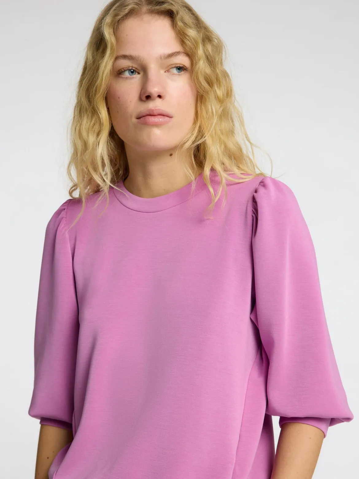 Selected Femme Naisten Pusero, SLFTENNY 3/4 SWEAT TOP NOOS Vadelma