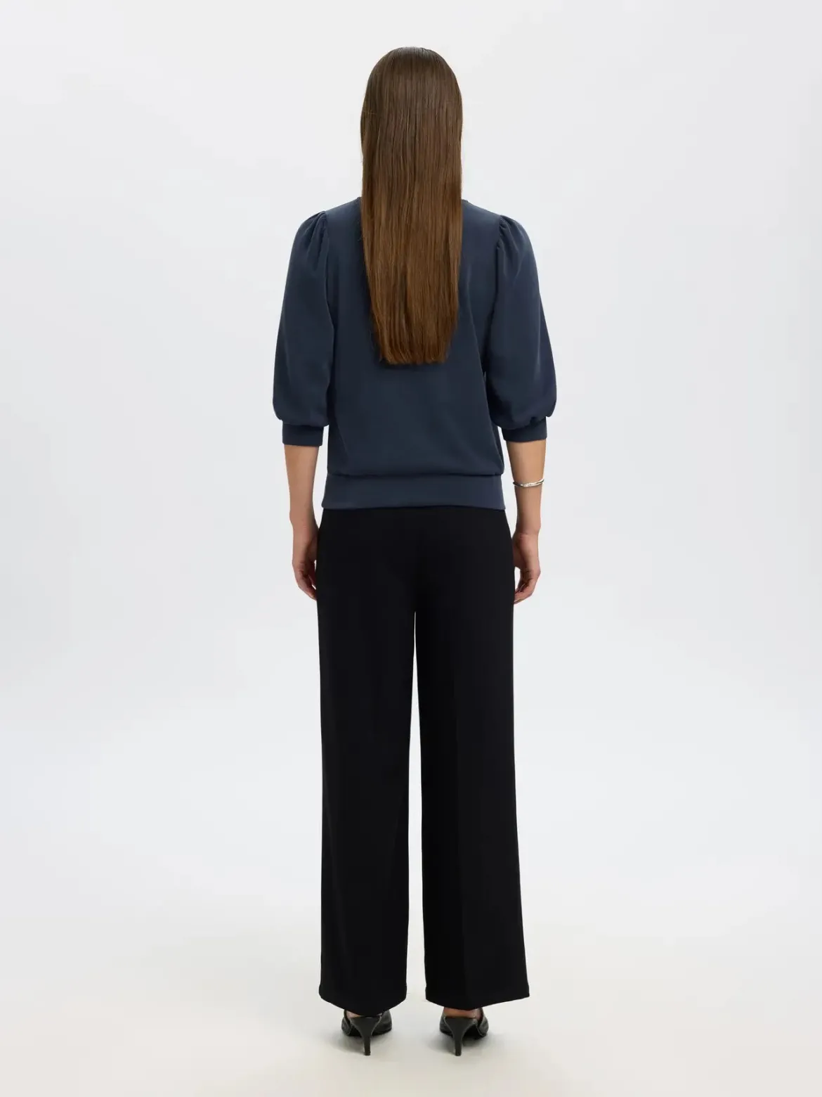 Selected Femme Naisten Pusero, SLFTENNY 3/4 SWEAT TOP NOOS Dark Sapphire