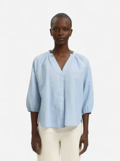 Selected Femme naisten pusero SLFCleo-Alberta Linen Blend Shirt, vaaleansininen
