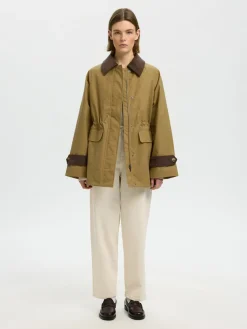 Selected Femme naisten takki SLWWilma Waxed Clair Jacket NOOS, Tigers Eye