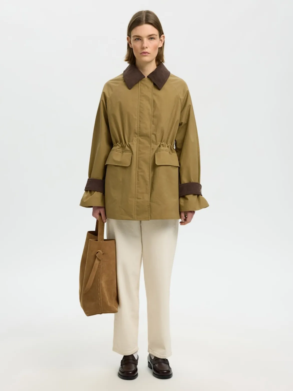 Selected Femme naisten takki SLWWilma Waxed Clair Jacket NOOS, Tigers Eye