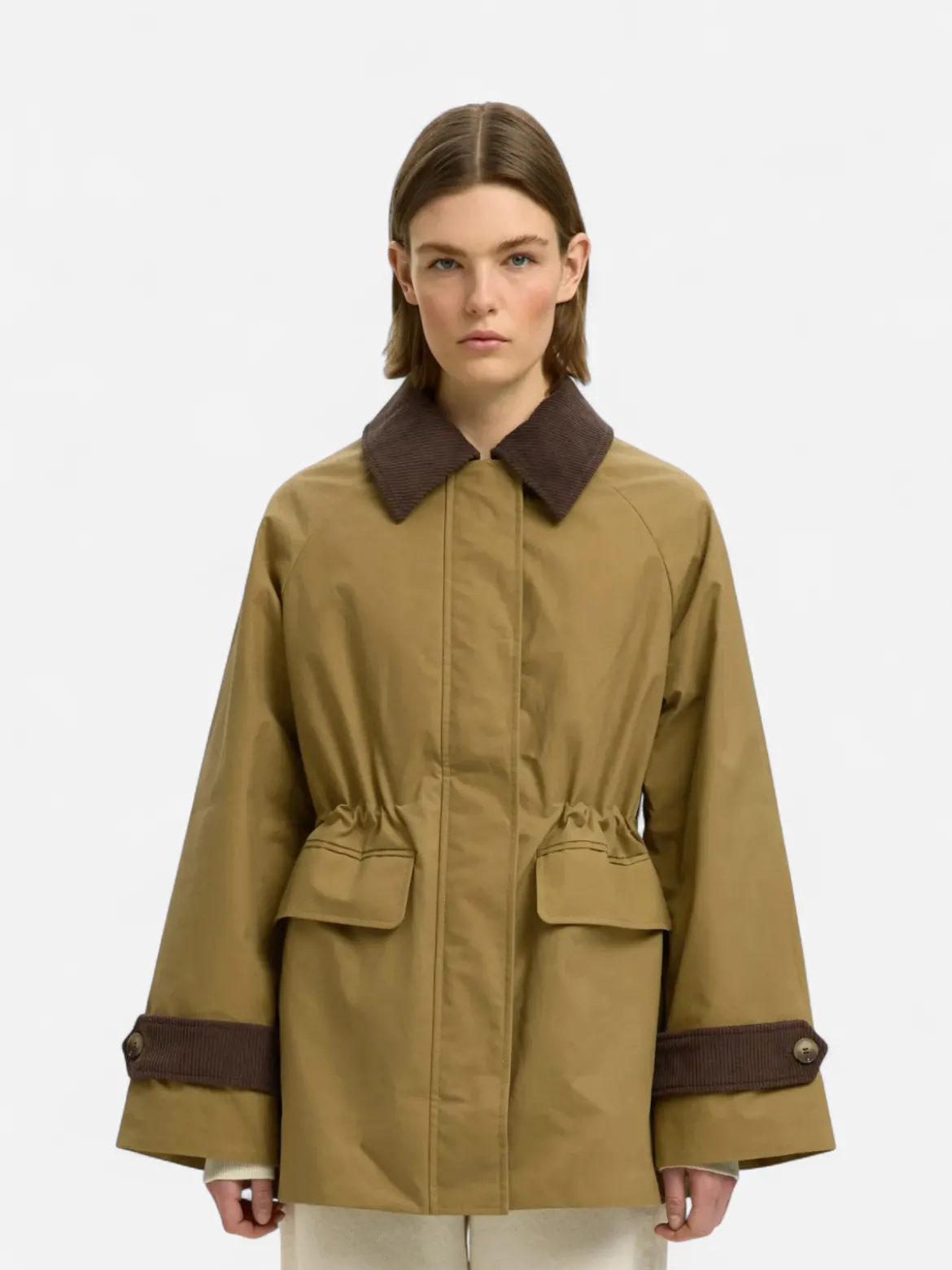 Selected Femme naisten takki SLWWilma Waxed Clair Jacket NOOS, Tigers Eye