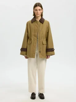 Selected Femme naisten takki SLWWilma Waxed Clair Jacket NOOS, Tigers Eye