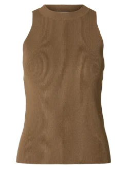 Selected Femme Naisten Toppi, SLFOLINA SL KNIT TOP Kameli