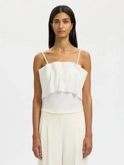 Selected Femme naisten toppi Slfneville Pleated Bandeau Top B, Snow White