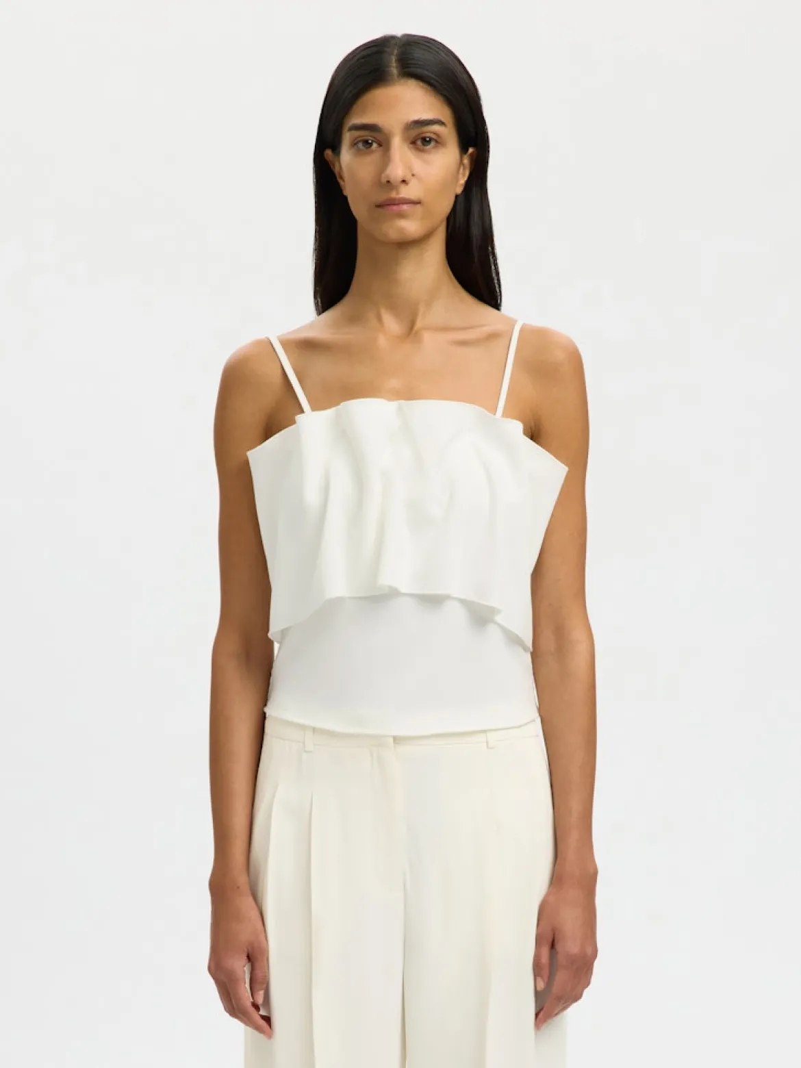 Selected Femme naisten toppi Slfneville Pleated Bandeau Top B, Snow White