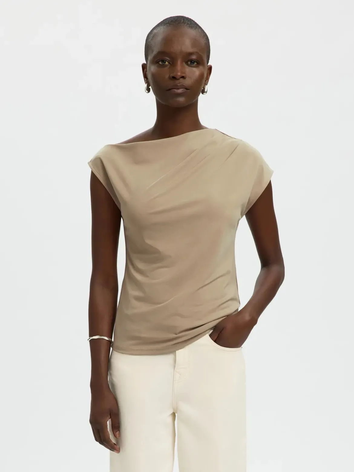Selected Femme naisten toppi SLFMOLLY SS Top, Weathered Teak