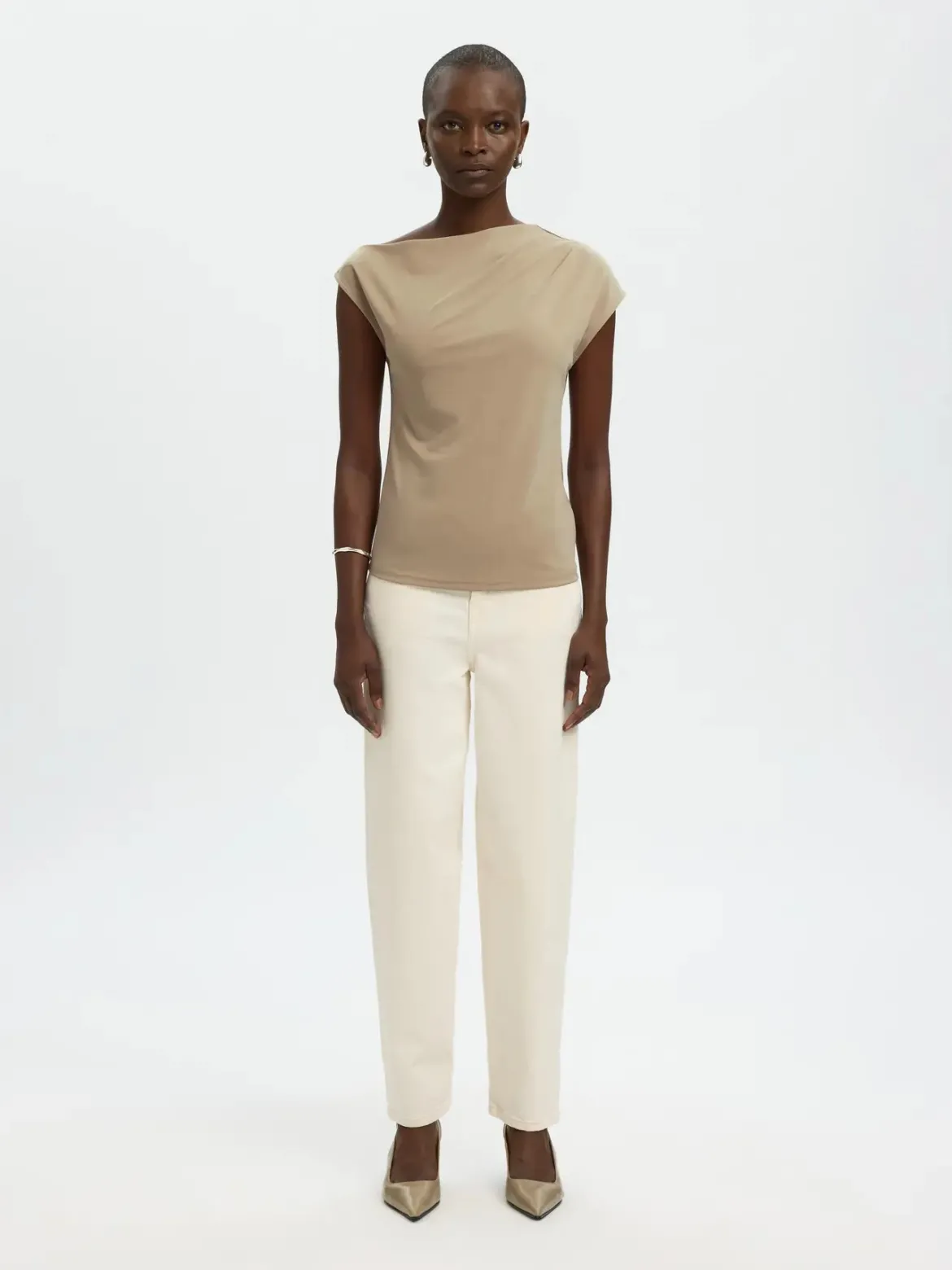 Selected Femme naisten toppi SLFMOLLY SS Top, Weathered Teak
