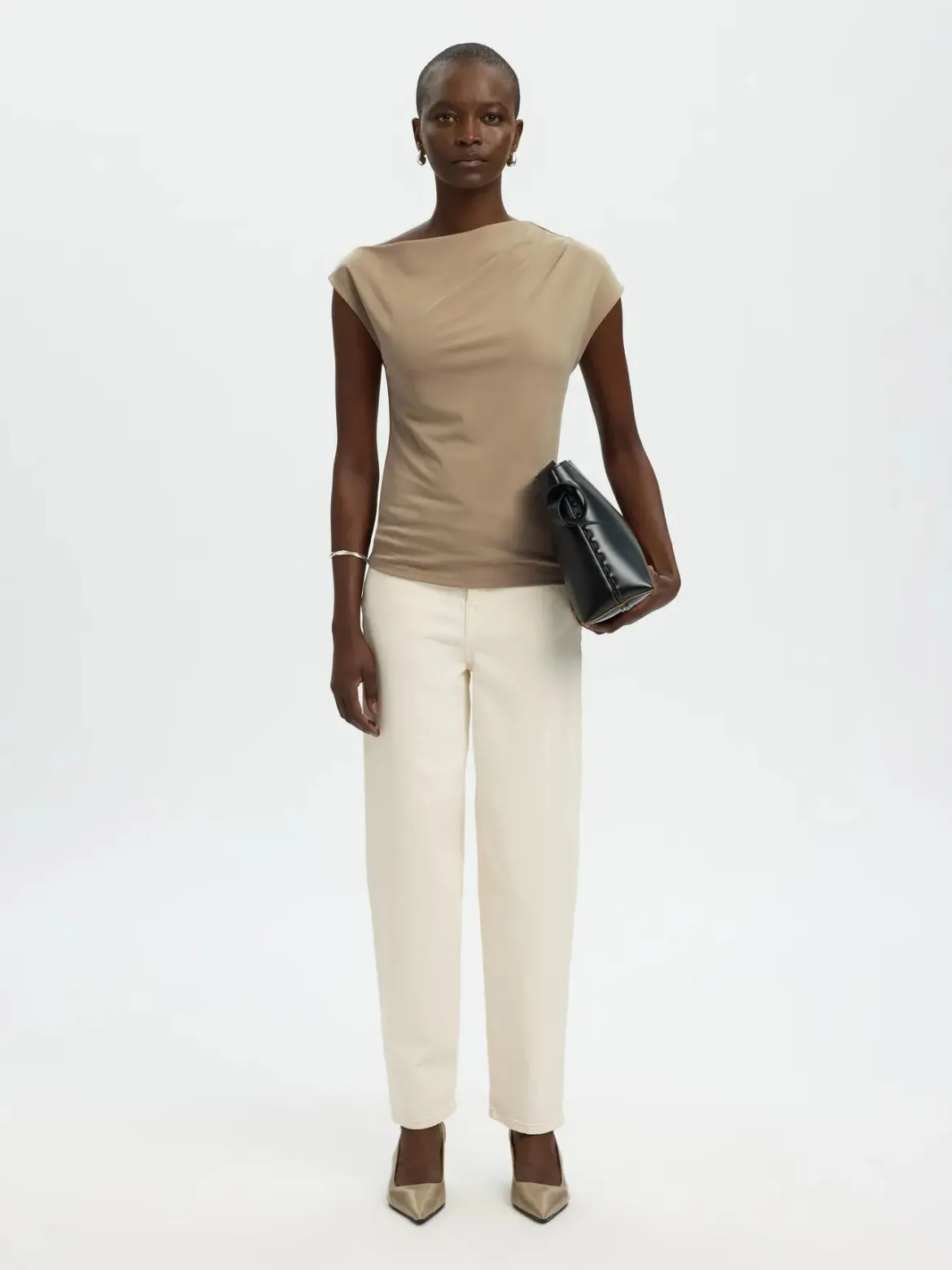 Selected Femme naisten toppi SLFMOLLY SS Top, Weathered Teak